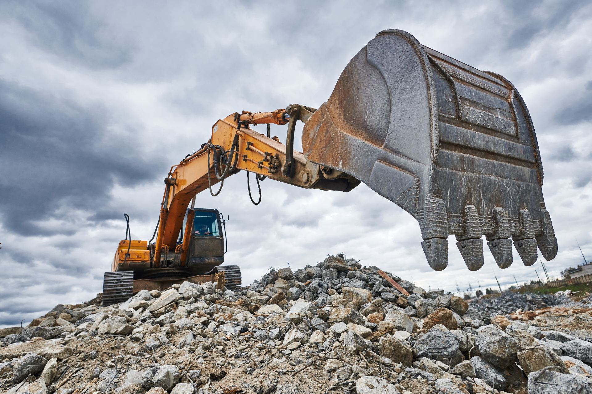 Gravemaskin i arbeid